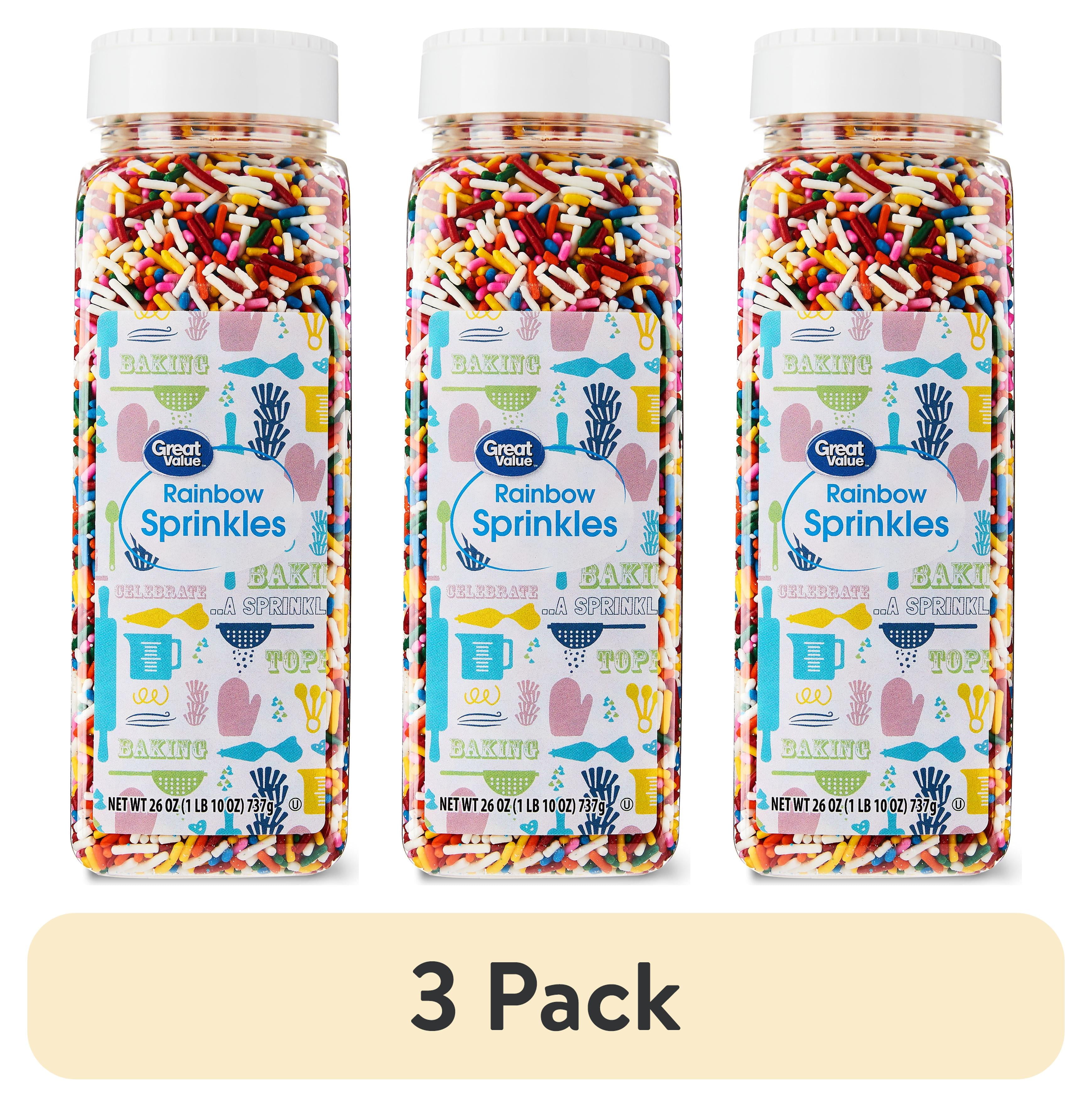 (3 pack) Great Value Rainbow Sprinkles, 26 oz