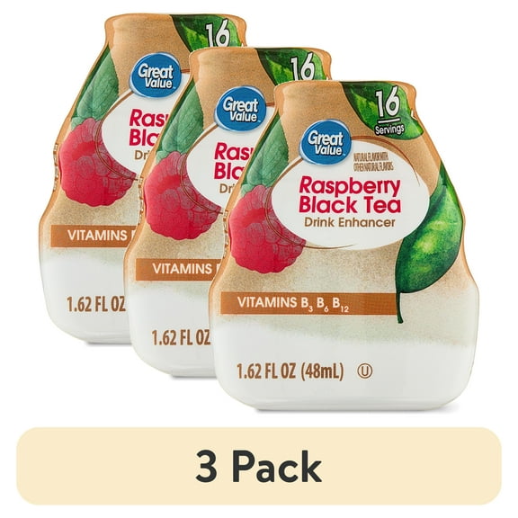 (3 pack) Great Value Raspberry Black Tea Drink Enhancer, 1.62 fl oz