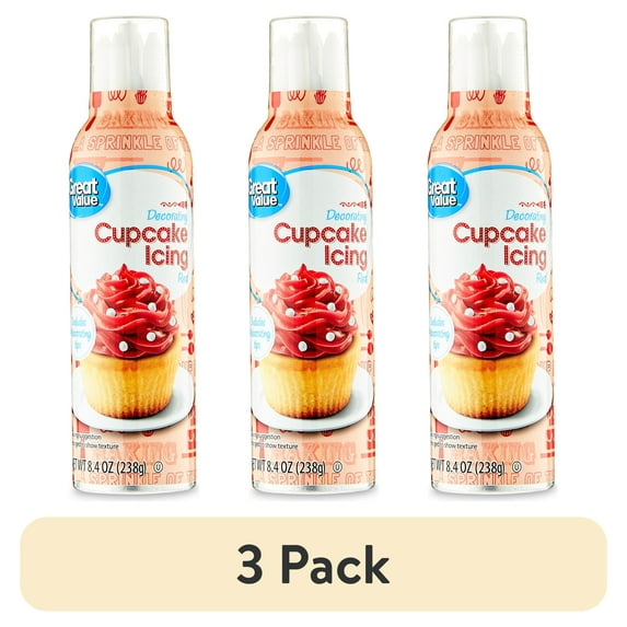 (3 pack) Great Value Red Cupcake Icing, 8.4 oz