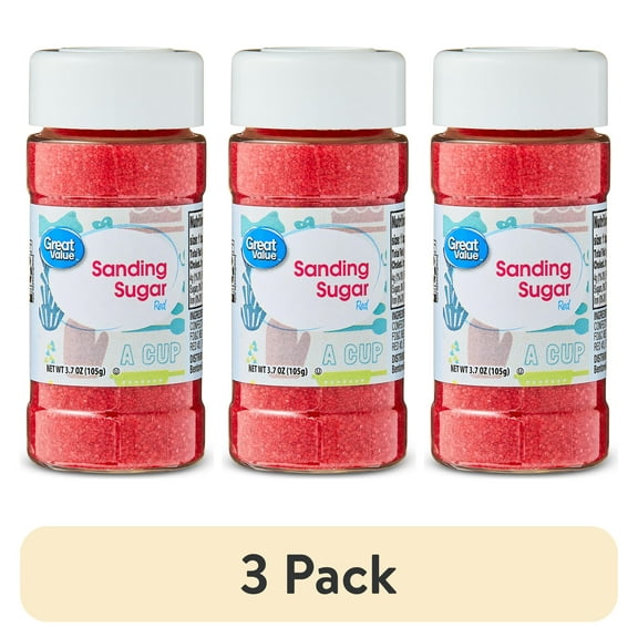 (3 pack) Great Value Red Sanding Sugar, 3.5 oz