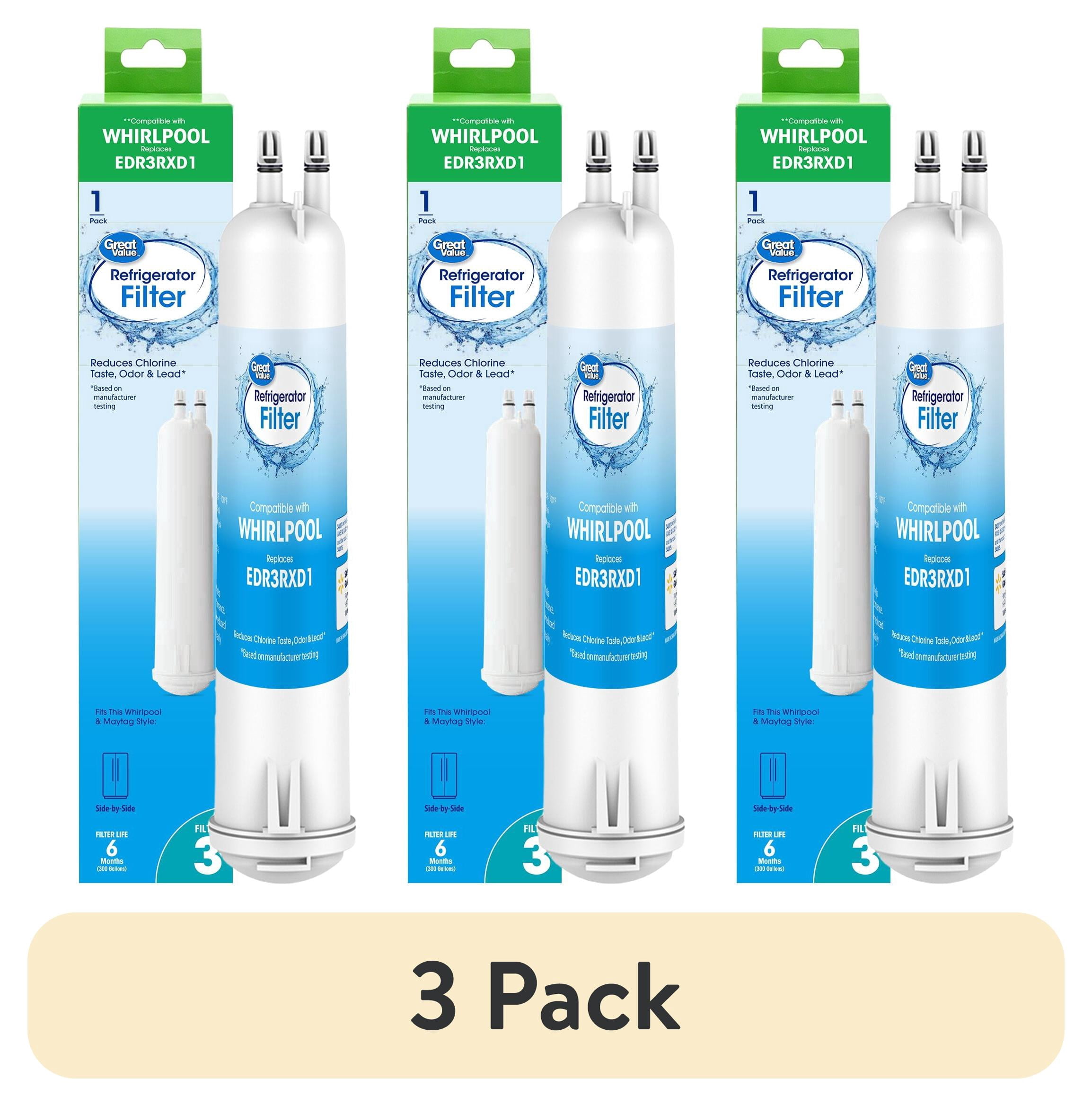 (3 pack) Great Value Refrigerator Water Filter Replacement for Whirlpool EveryDrop Filter 3, EDR3RXD1, 1 Pack