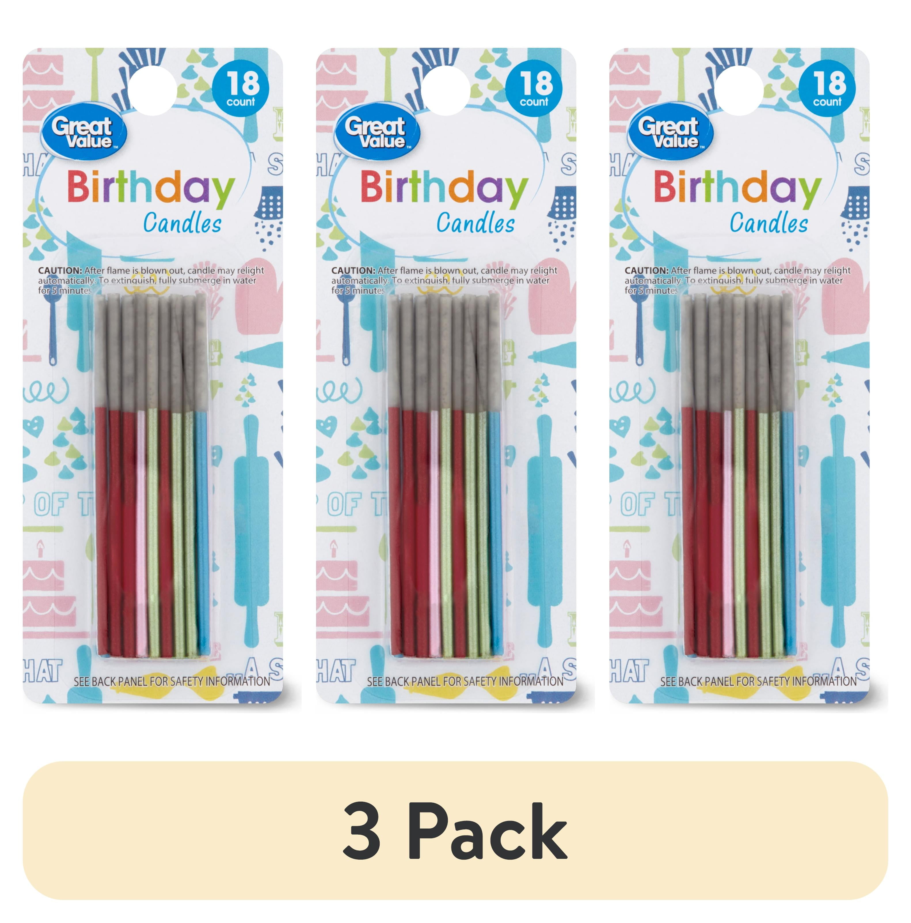 (3 pack) Great Value Relight Sparkling Candles, 18 Count
