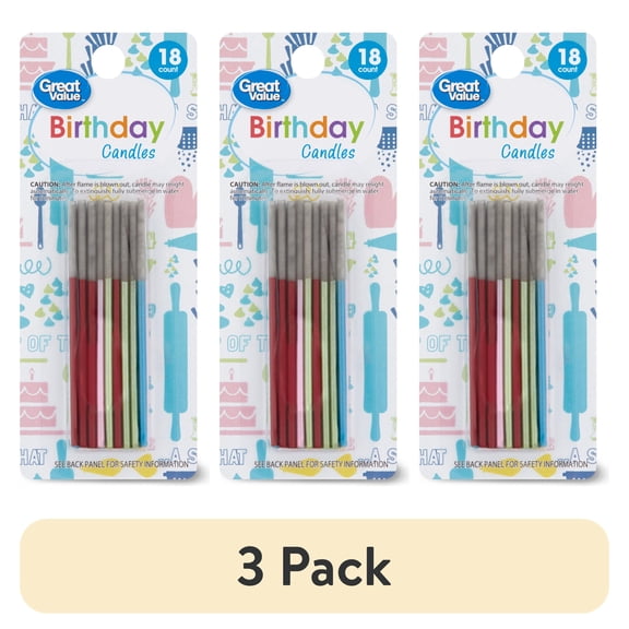 (3 pack) Great Value Relight Sparkling Candles, 18 Count