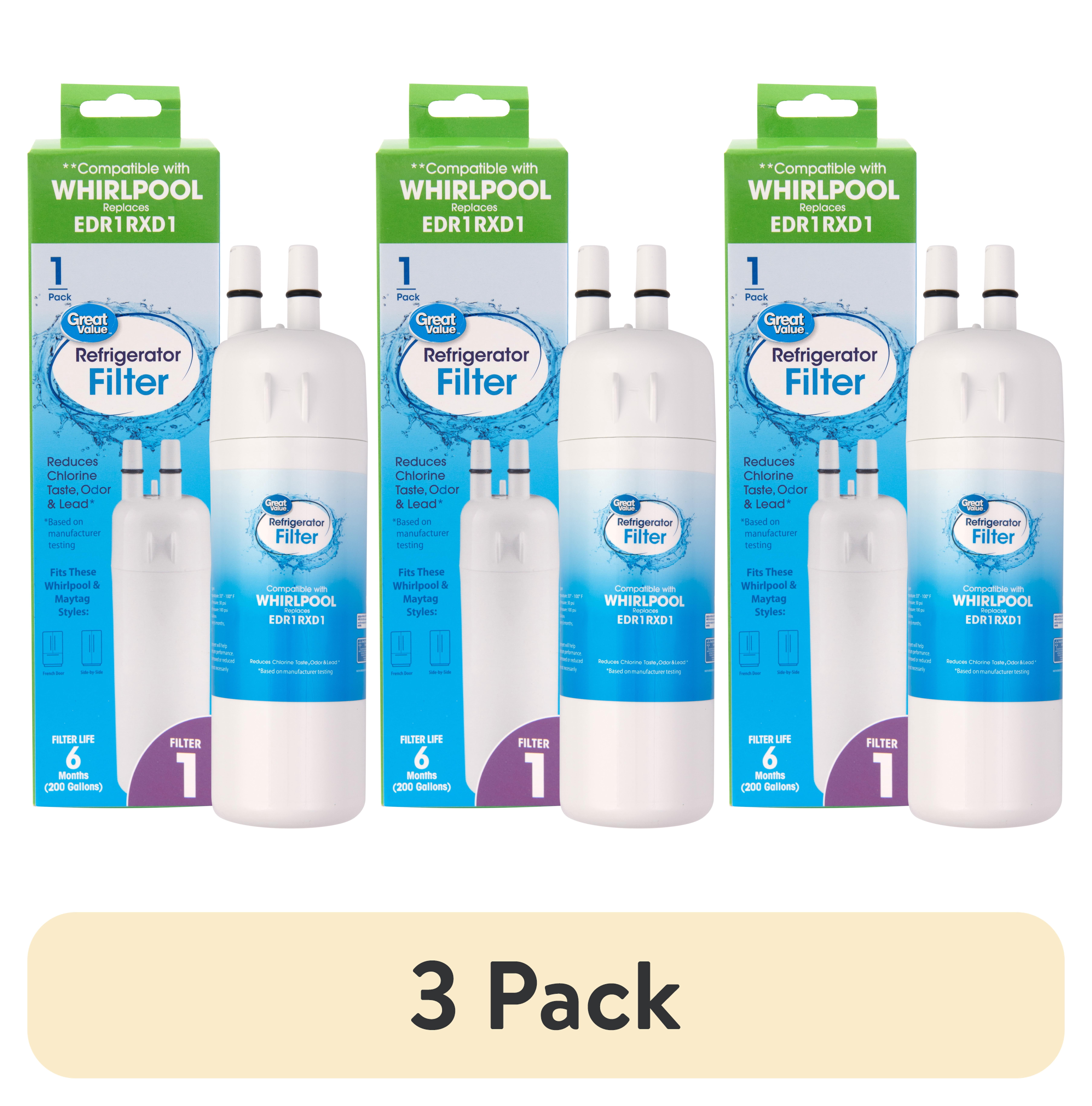 (3 pack) Great Value Replacement Refrigerator Filter, Compatible with Whirlpool