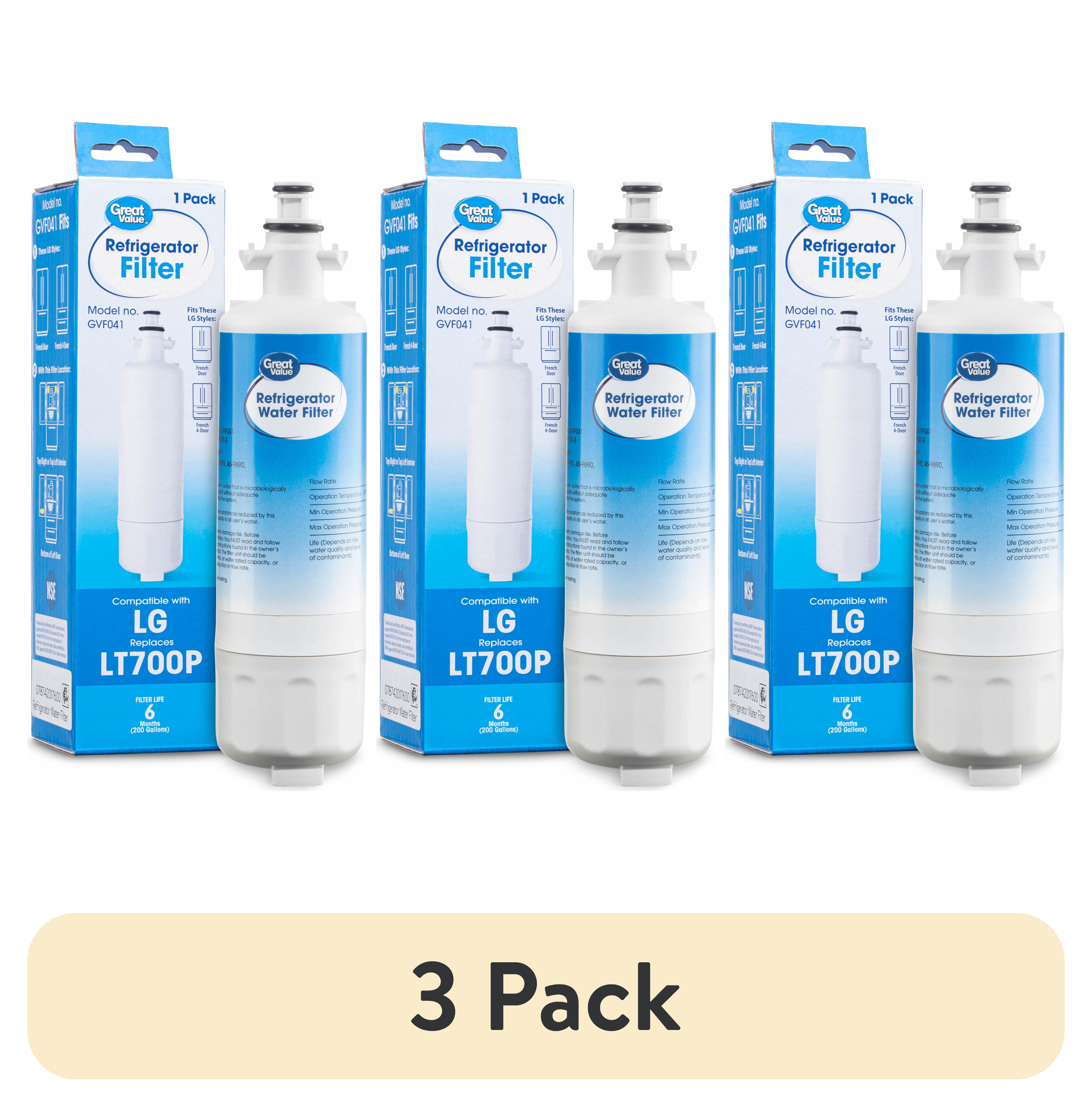(3 pack) Great Value Replacement Refrigerator Water Filter, LG LT700P and Kenmore 46-9690, 1 Pack