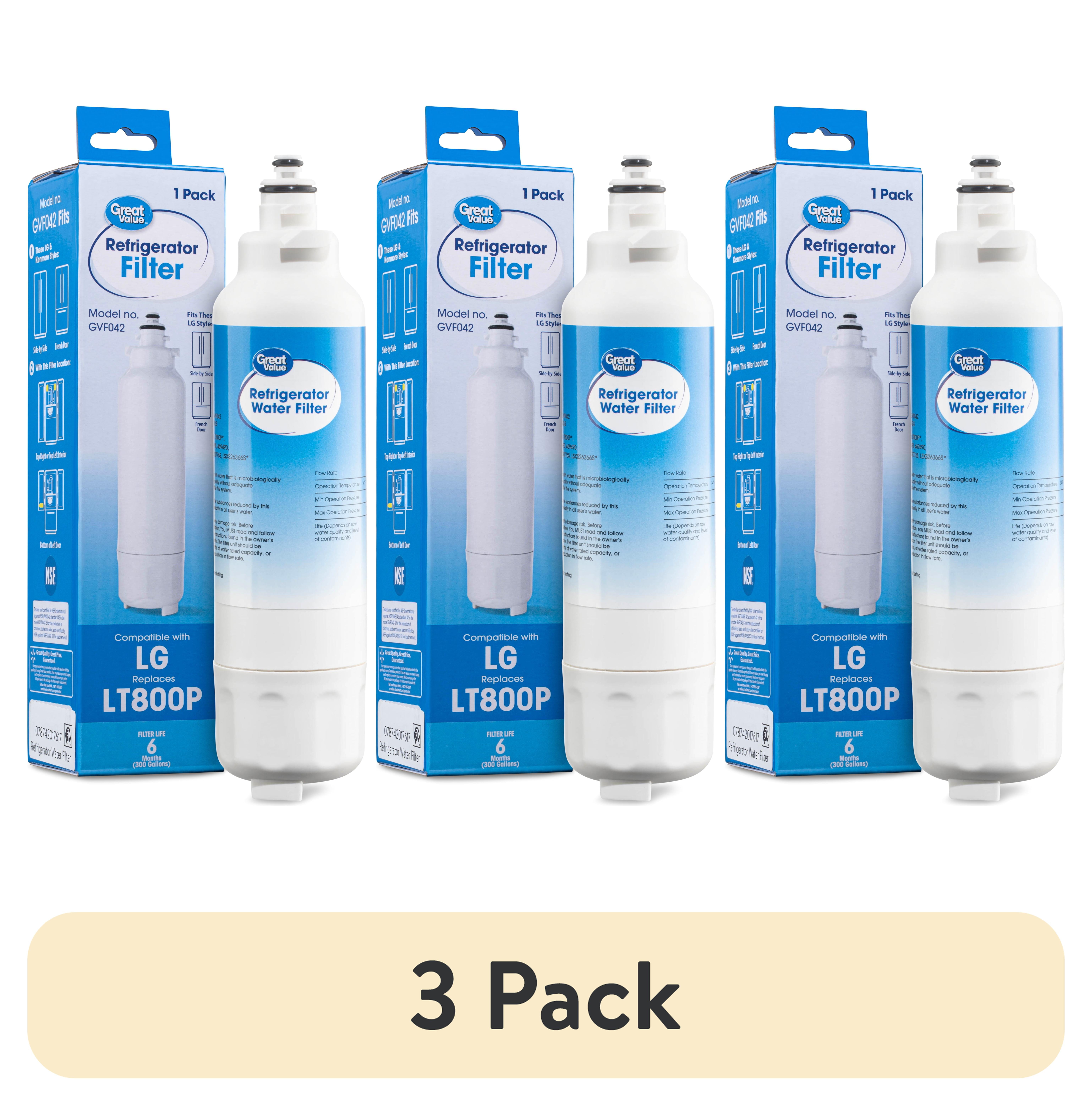 (3 pack) Great Value Replacement Refrigerator Water Filter, LG LT800P and Kenmore 9490, 1 Pack