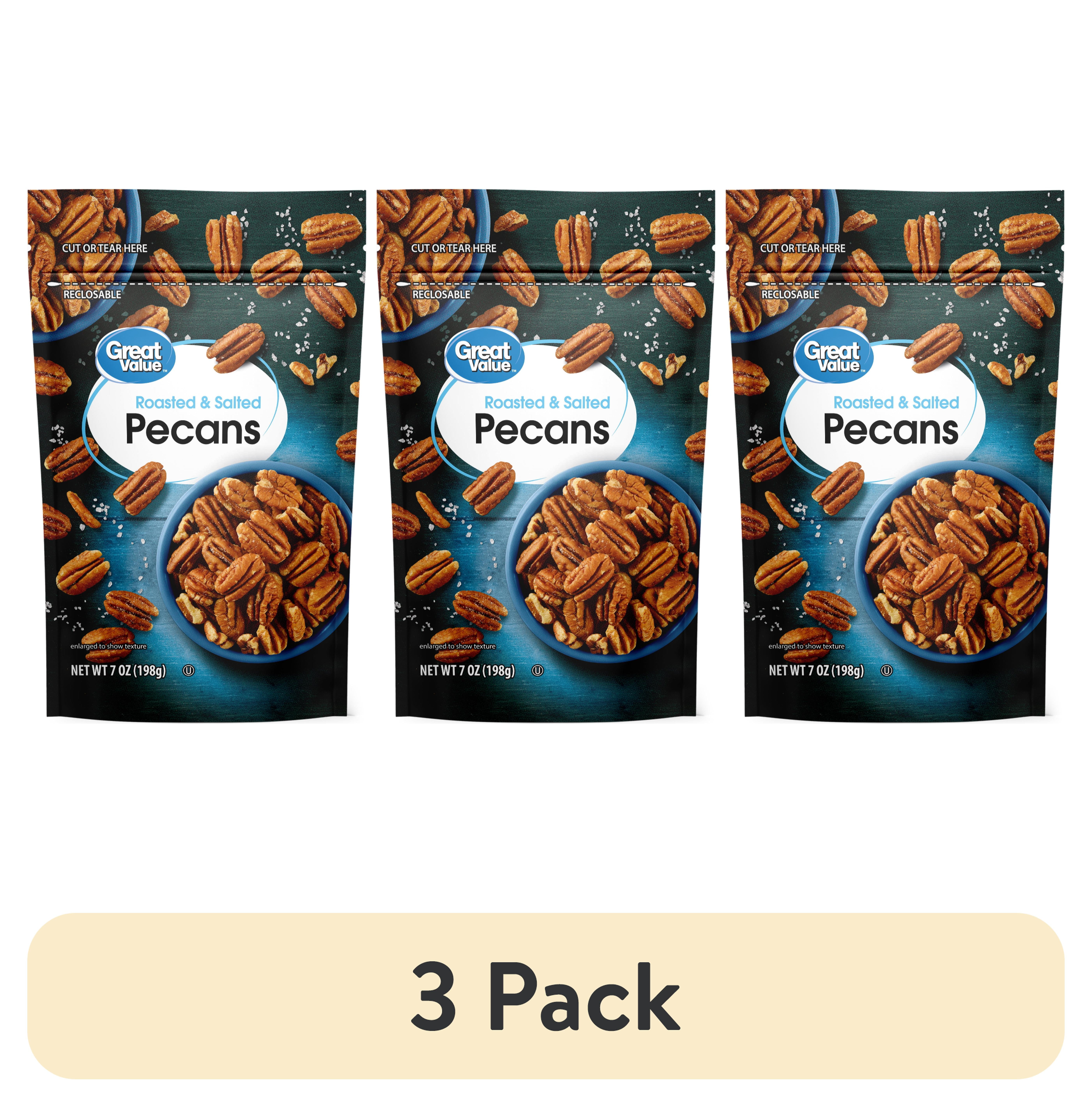 (3 pack) Great Value Roasted & Salted Pecans, 7 oz