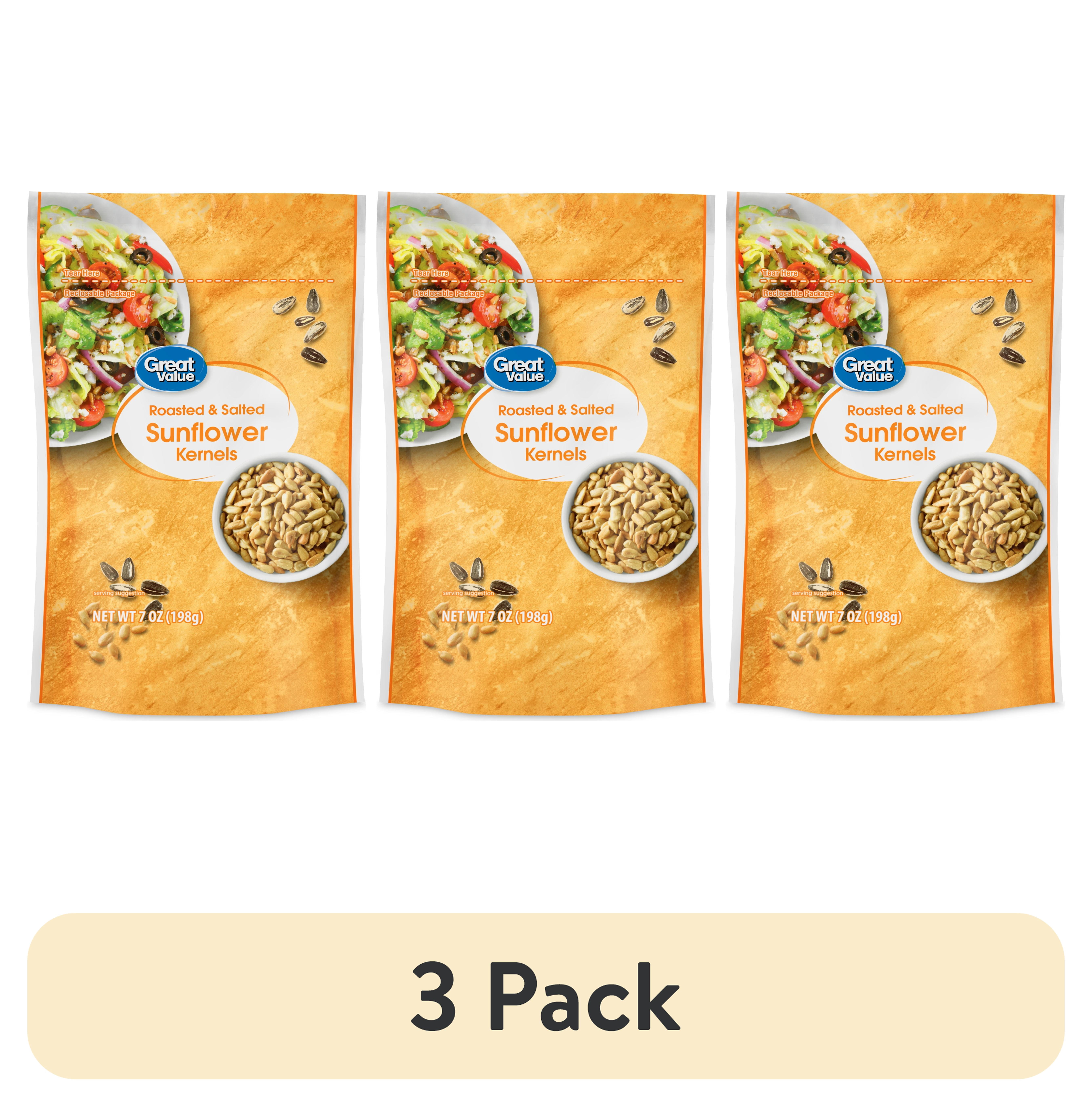 (3 pack) Great Value Sunflower Kernels, Roasted & Salted, 7 oz Bag
