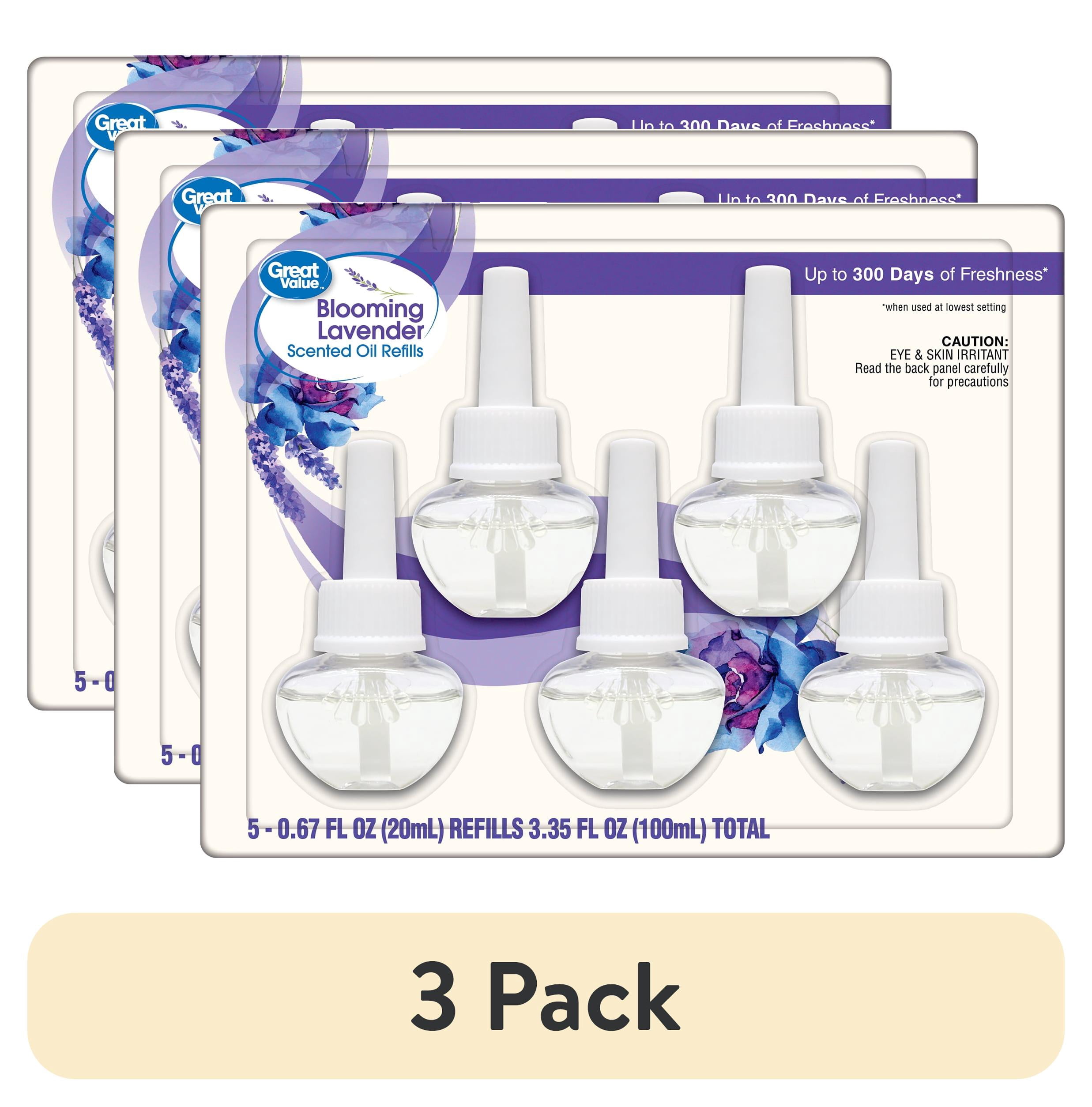(3 pack) Great Value Blooming Lavender Plug-In Air Freshener Refills, 5 Count, Up to 300 Days of Freshness