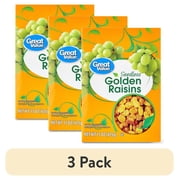 (3 pack) Great Value Seedless Golden Raisins Carton, 15 oz (425g)