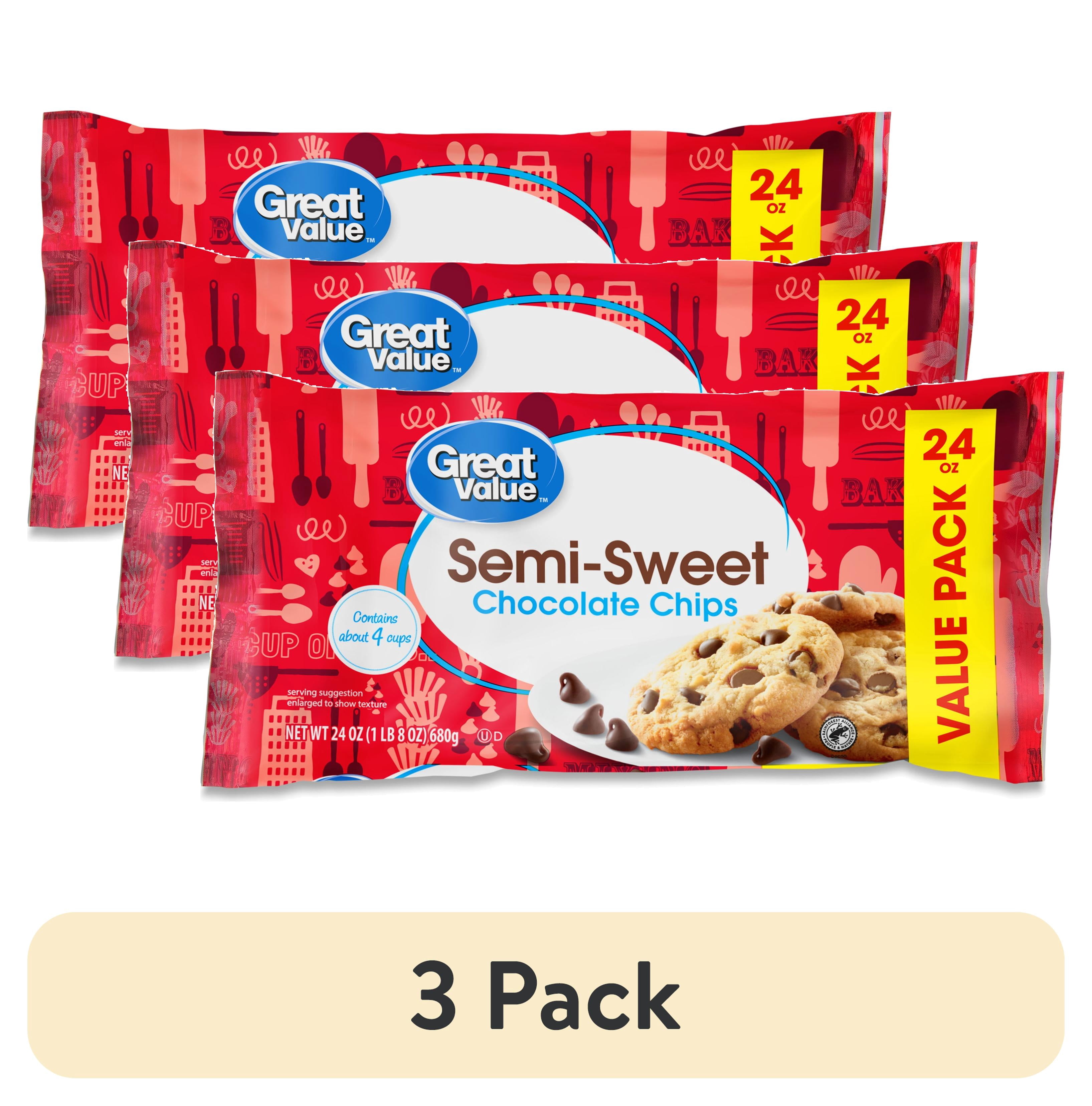(3 pack) Great Value Semi-Sweet Chocolate Chips, 24 oz Bag