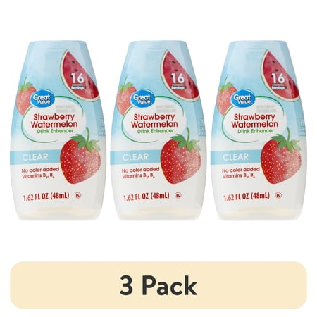 (3 pack) Great Value Simply Clear Liquid Drink Enhancer, Strawberry Watermelon, 1.62 fl oz