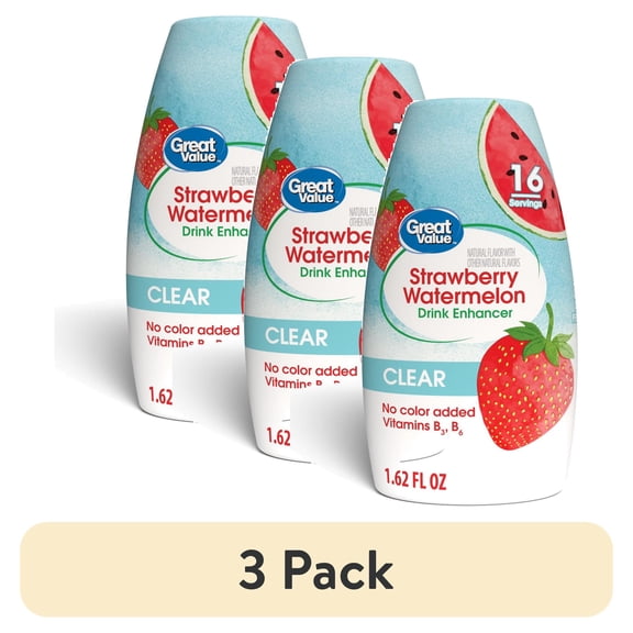 (3 pack) Great Value Simply Clear Liquid Drink Enhancer, Strawberry Watermelon, 1.62 fl oz