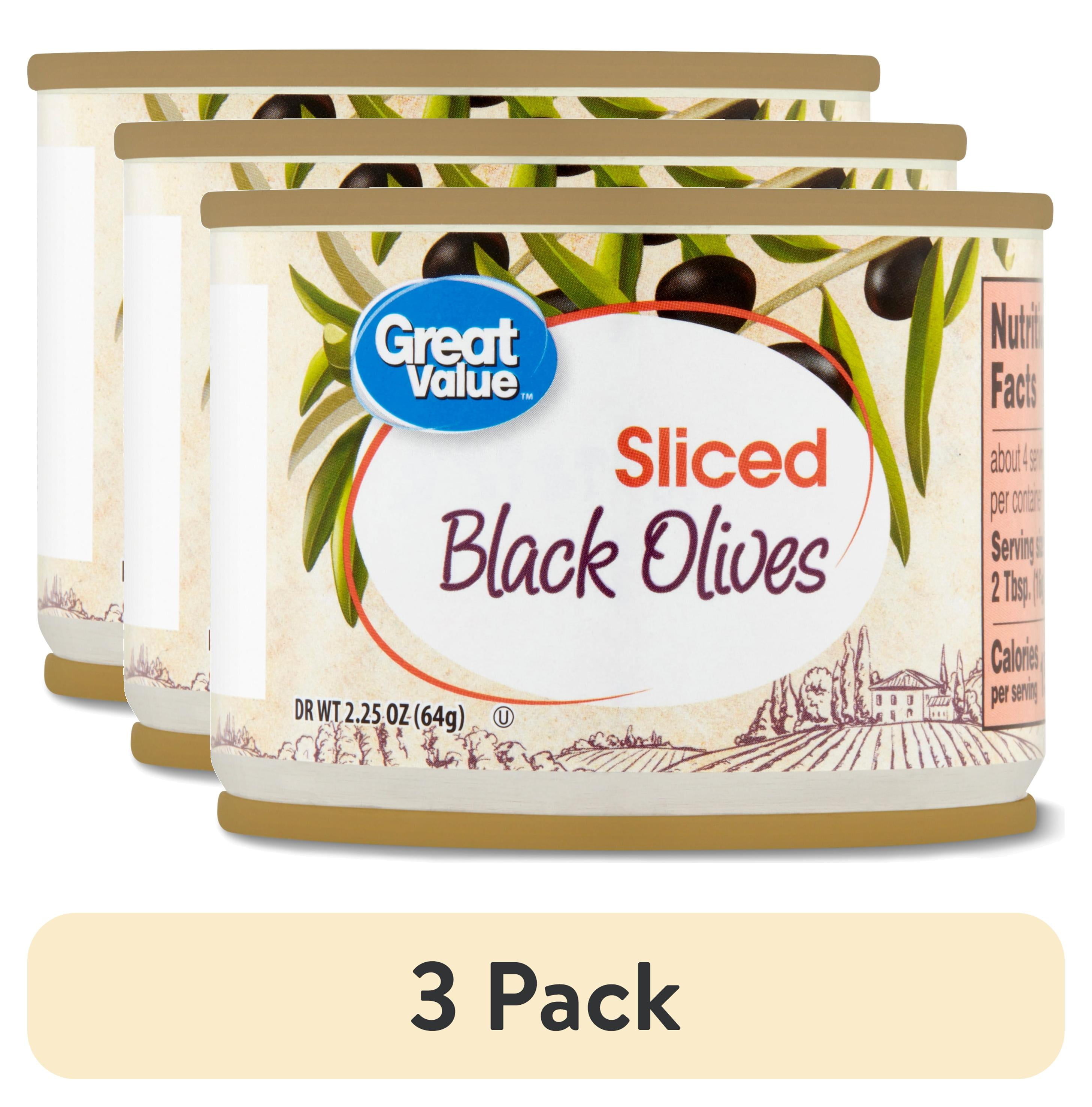 (3 pack) Great Value Sliced Black Olives, 2.25 oz