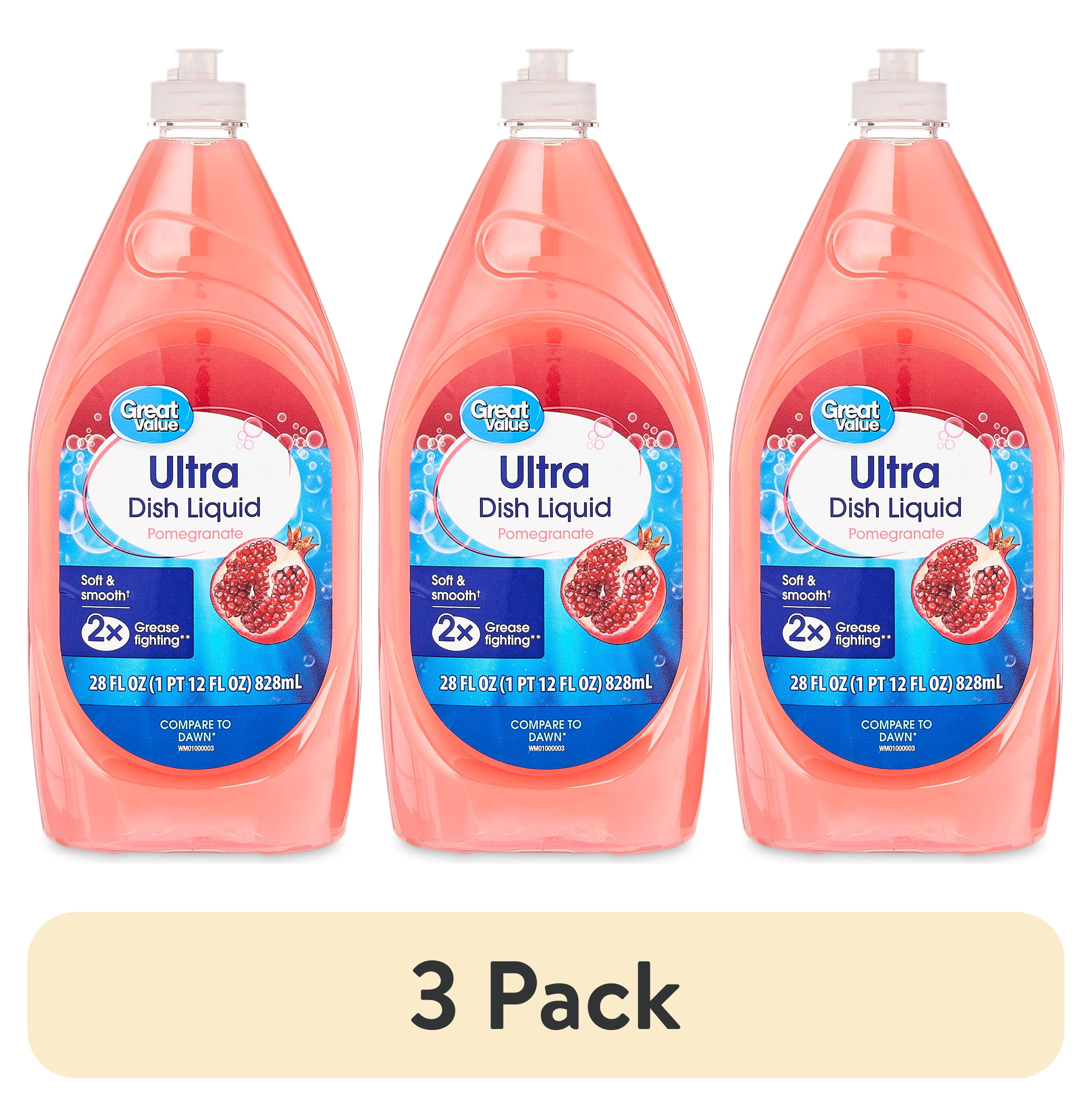 (3 pack) Great Value Soft & Smooth Ultra Dish Liquid, Pomegranate, 40 fl oz