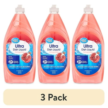 (3 pack) Great Value Soft & Smooth Ultra Dish Liquid, Pomegranate, 40 fl oz