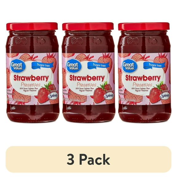 (3 pack) Great Value Sugar-Free Strawberry Preserves, 13 oz