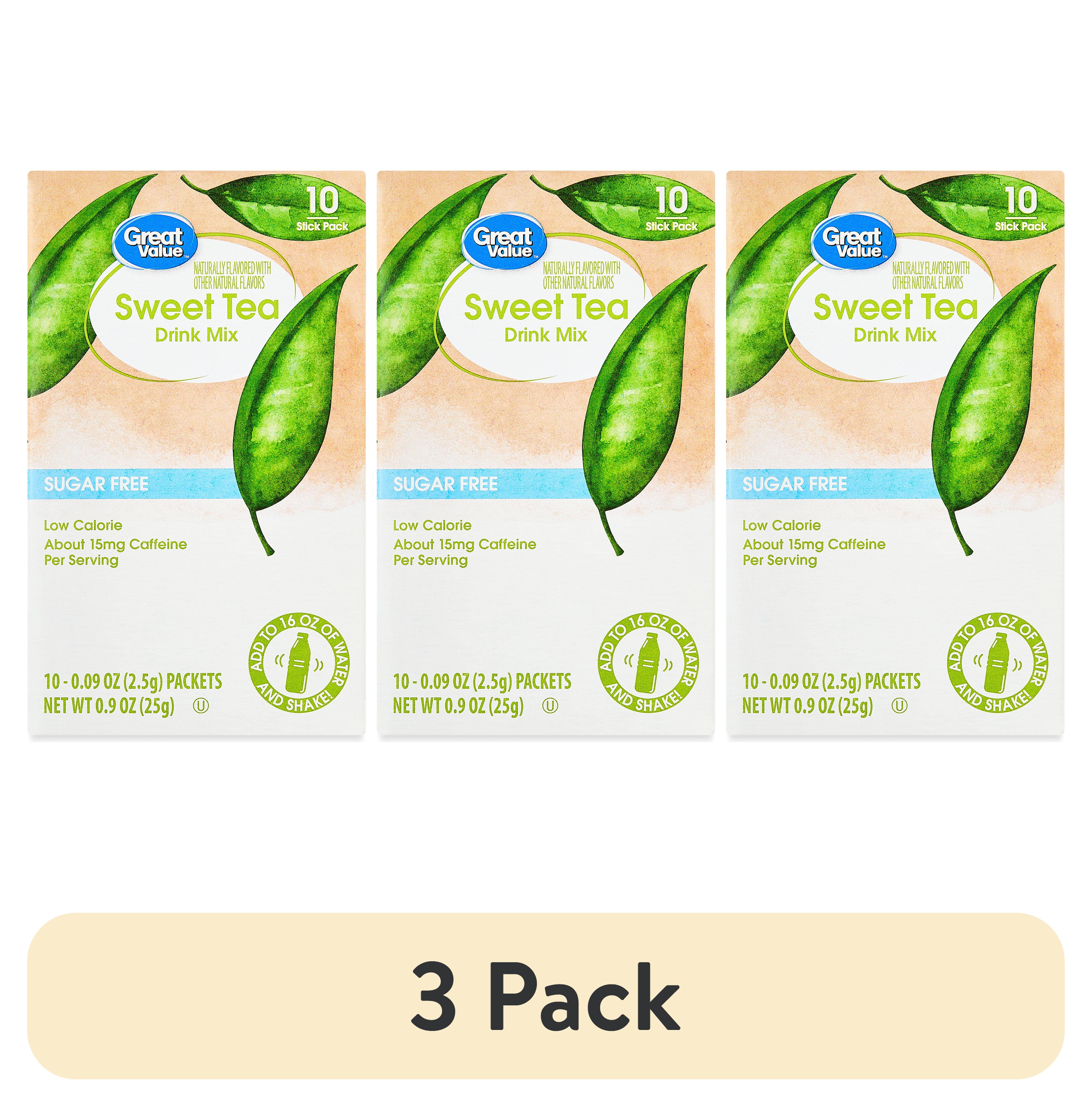 (3 pack) Great Value Sweet Tea Drink Mix, 0.09 oz, 10 Count