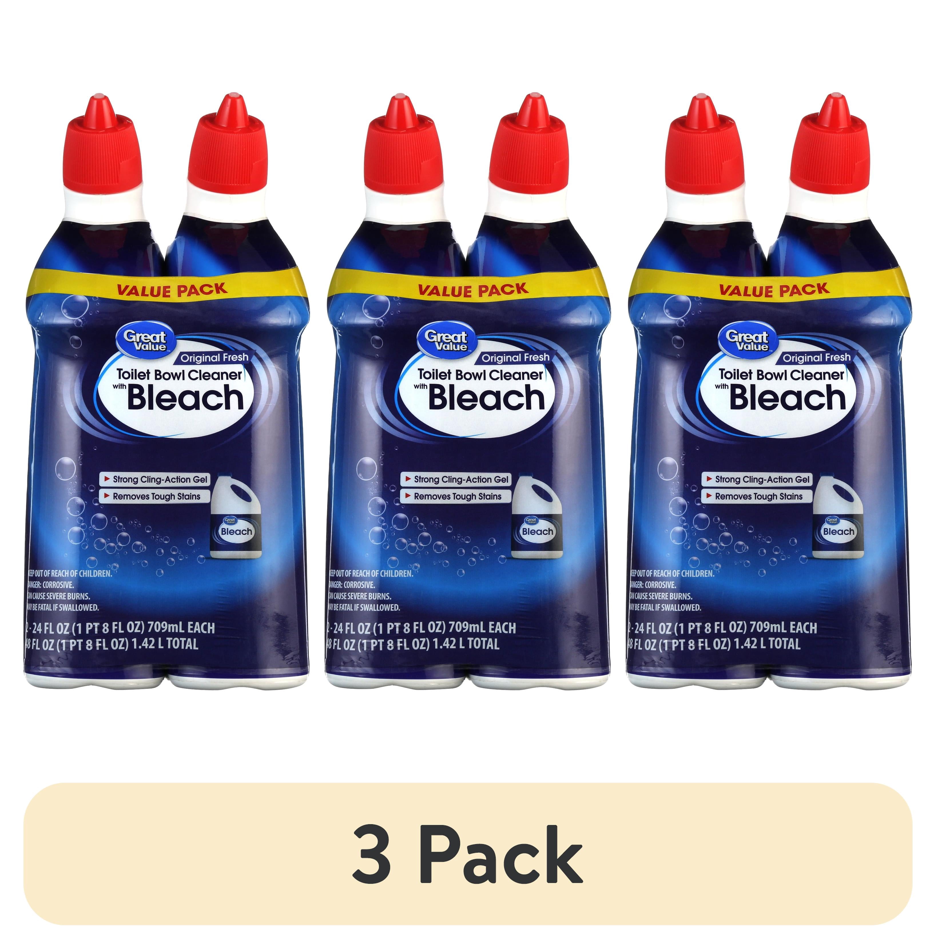 (3 pack) Great Value Residential Bathroom Cleaner Value Pack with Toilet Bowl Cleaner with Sodium Hypochlorite, Fresh Scent, 24 fl oz, 1 Pack