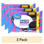 (3 pack) Great Value Twist & Shout Double Filled Chocolate Sandwich Cookies, Family Size, 20 oz