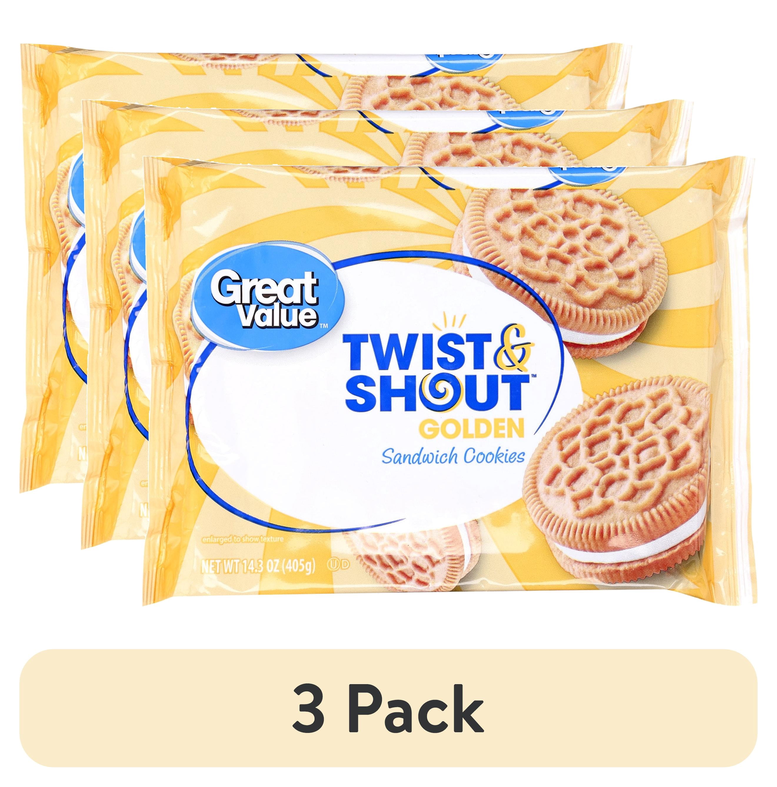 (3 pack) Great Value Twist and Shout Golden Sandwich Cookies, 14.3 oz