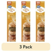 (3 pack) Great Value Twist Tie Storage Bags, Gallon, 100 Count
