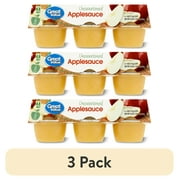 (3 pack) Great Value Unsweetened Applesauce, 4 oz, 6 Count