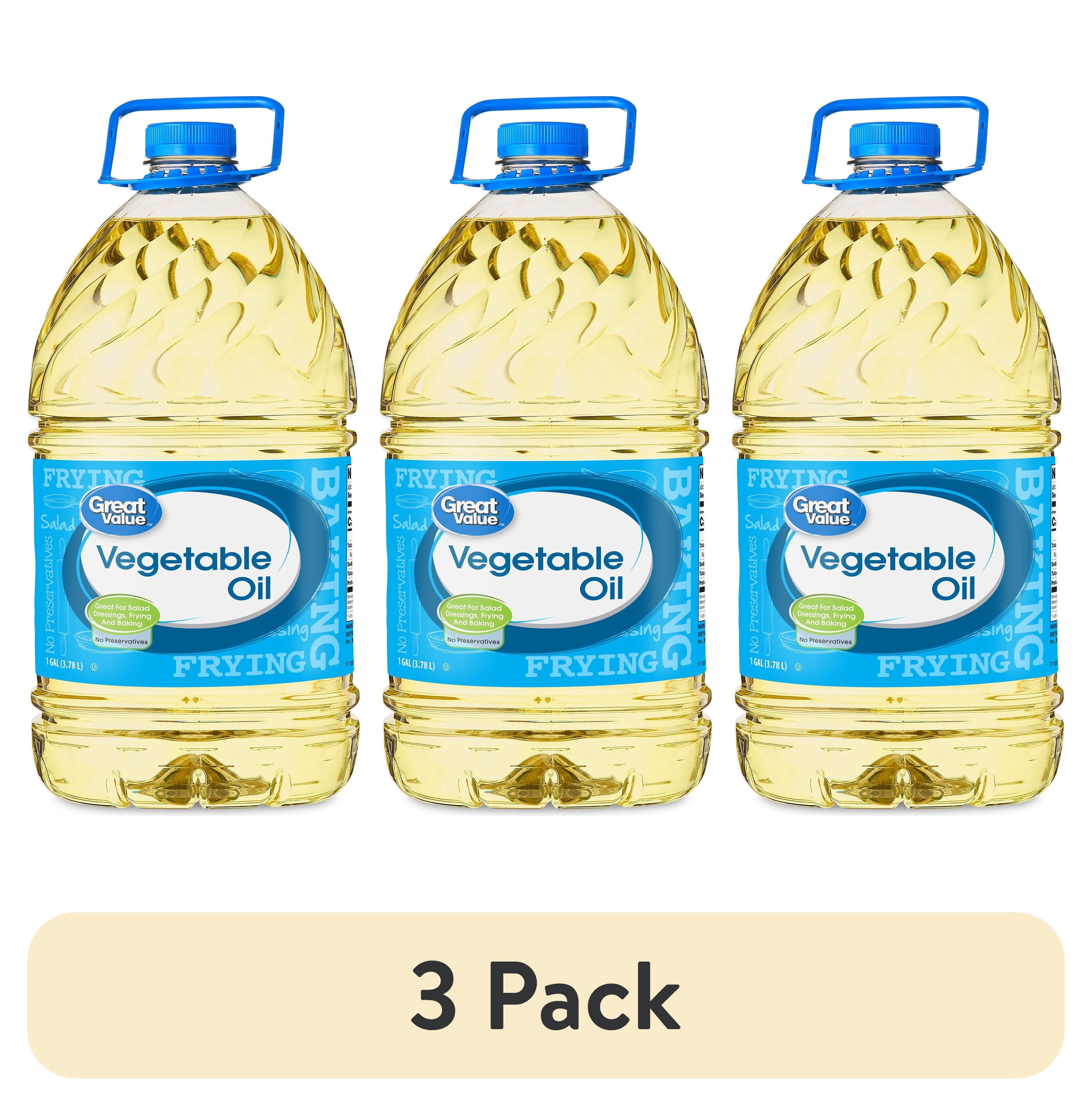 (3 pack) Great Value Vegetable Oil, Heart Healthy and Versatile, 1 Gallon Bottle