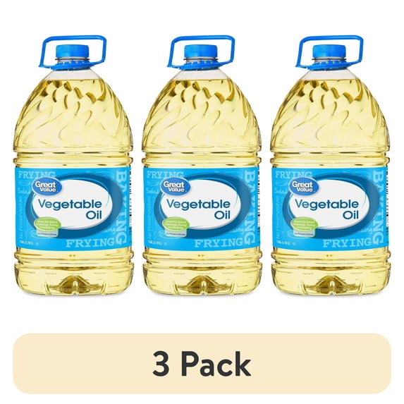 (3 pack) Great Value Vegetable Oil, Heart Healthy and Versatile, 1 Gallon Bottle