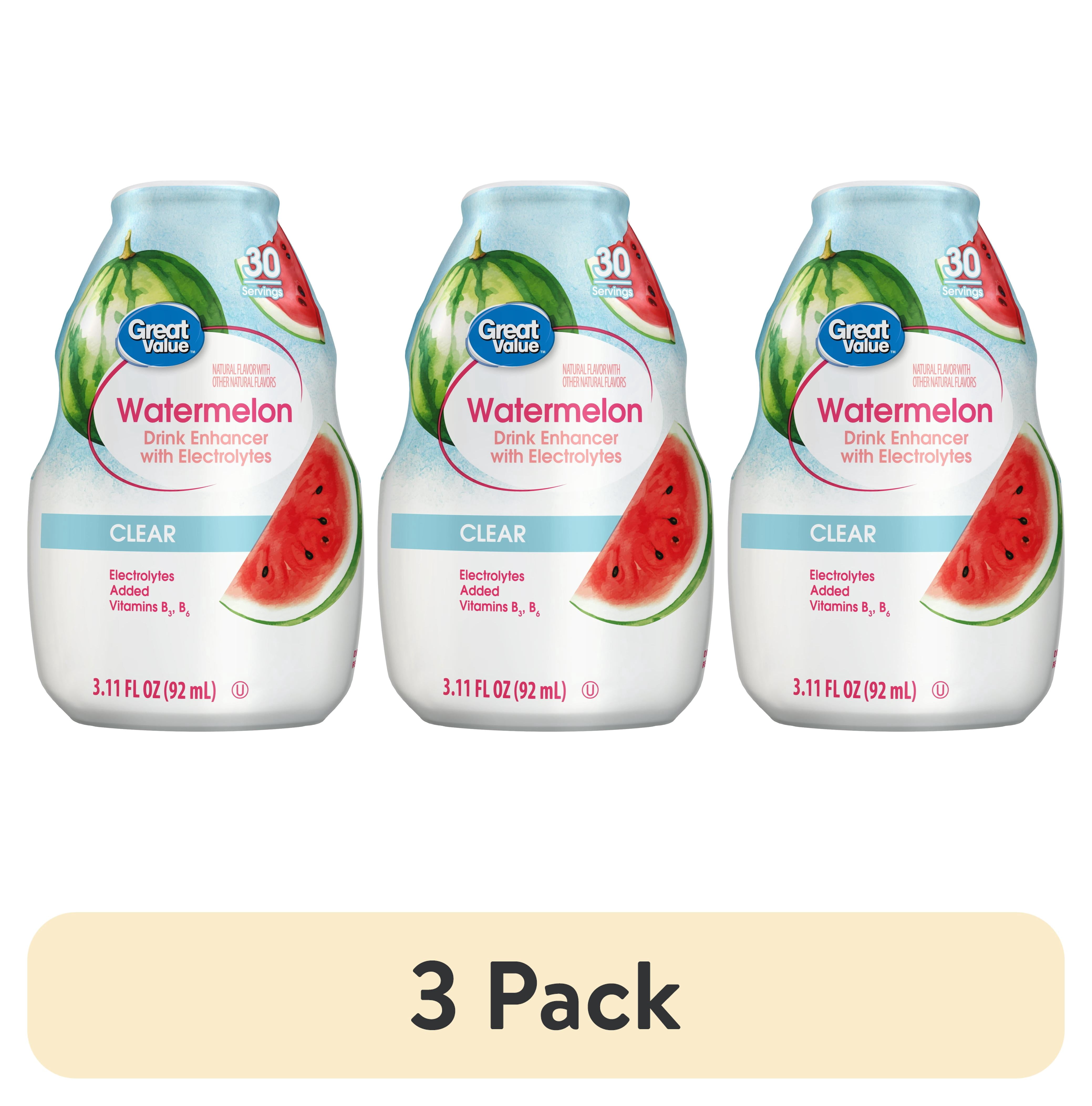 (3 pack) Great Value Watermelon Drink Enhancer with Electrolytes, 3.11 fl oz
