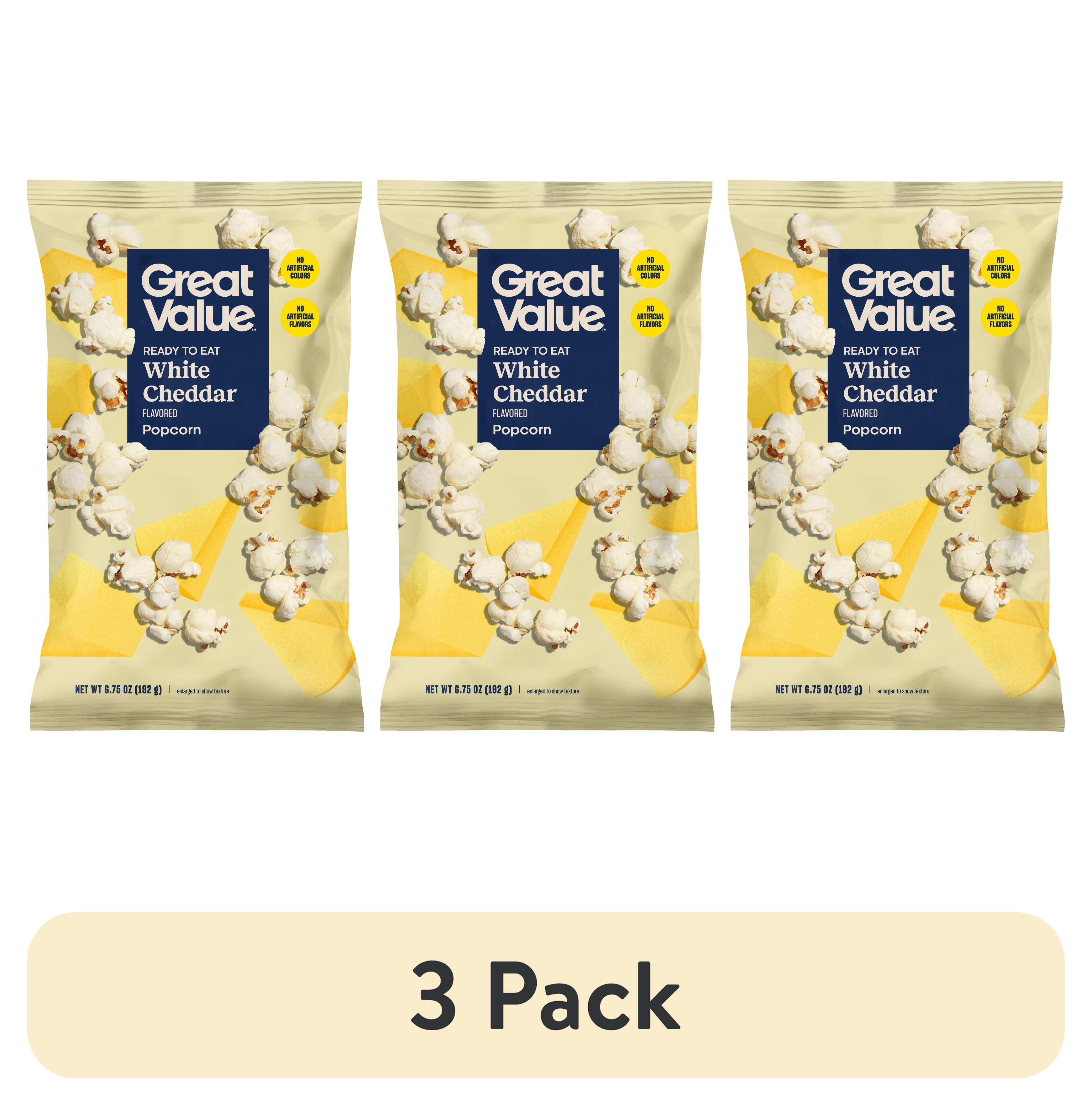 (3 pack) Great Value White Cheddar Fully Loaded Popcorn, 6.75 oz