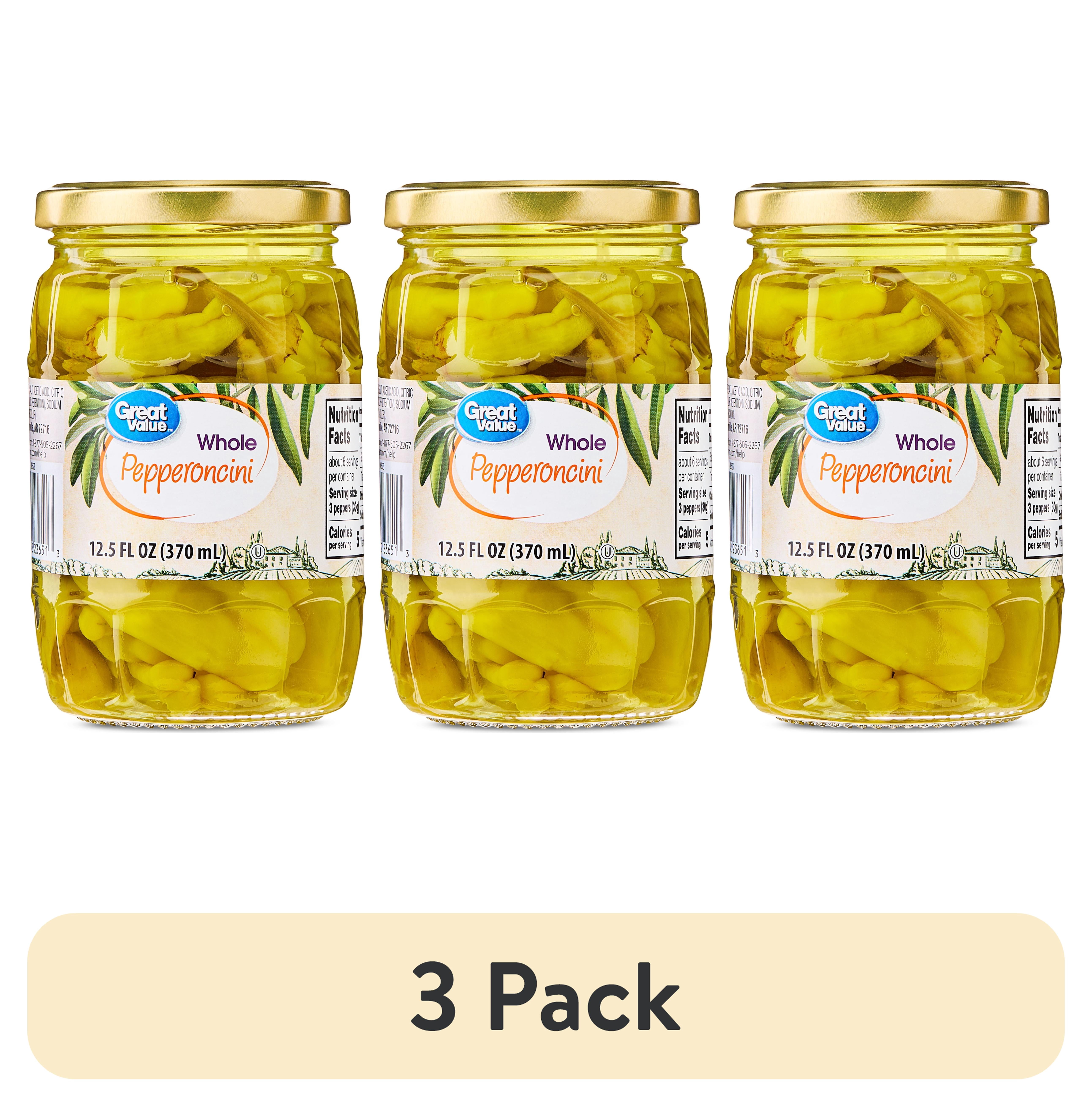 (3 pack) Great Value Whole Pepperoncini, 12 fl oz
