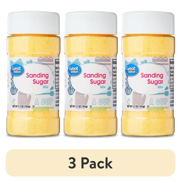 (3 pack) Great Value Yellow Sanding Sugar, 3.7 oz