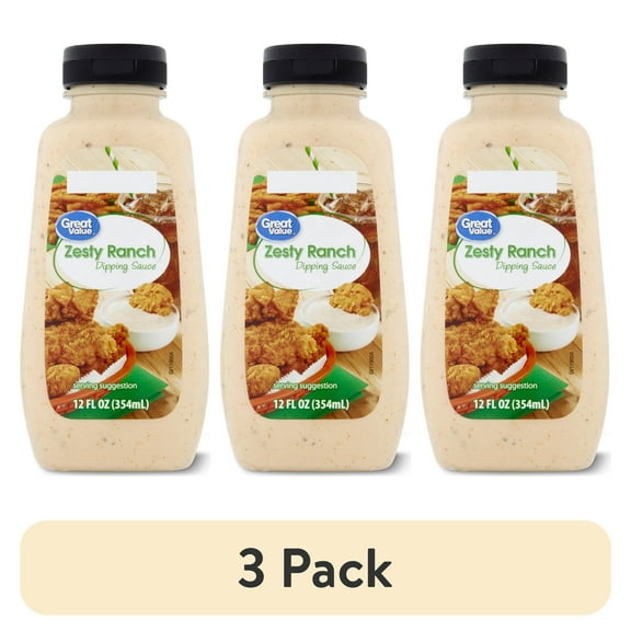 (3 pack) Great Value Zesty Ranch Dipping Sauce, 12 fl oz
