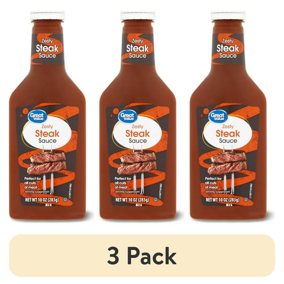 (3 pack) Great Value Zesty Steak Sauce, 10 oz