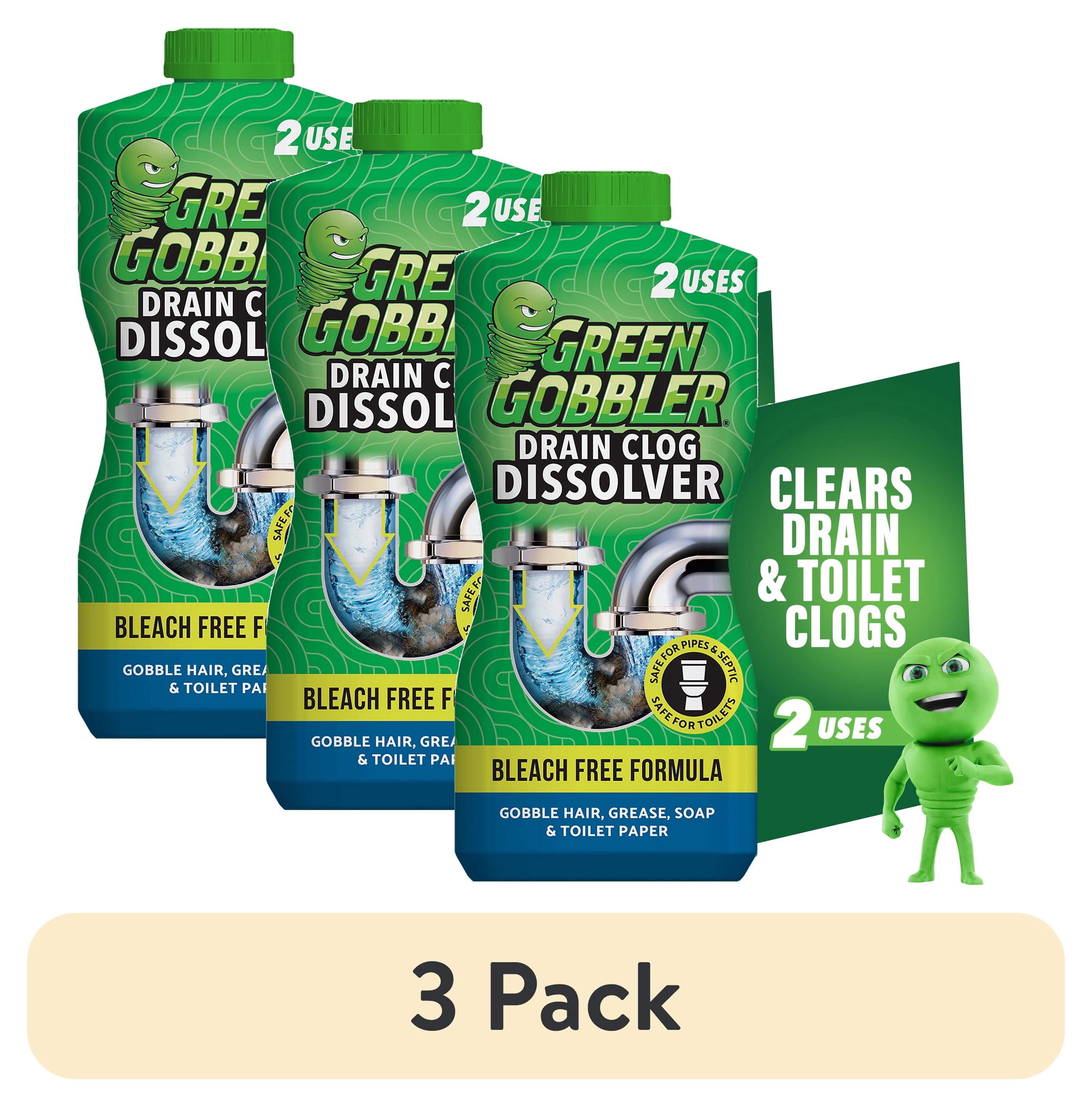 (3 pack) Green Gobbler Drain Clog Dissolver, Drain Opener-Cleaner ,Toilet Clog Remover, 31 oz