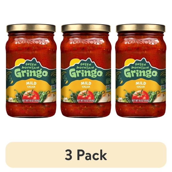 (3 pack) Green Mountain Gringo Mild Salsa, 16oz Jar, Gluten-Free Certified, Non-GMO Project Verified