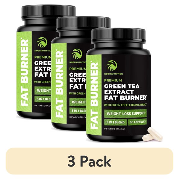 (3 pack) Green Tea Extract Capsules with EGCG, Natural Caffeine and Metabolism Support, 60 Count
