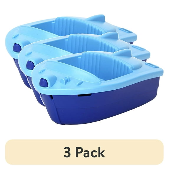 (3 pack) Green Toys Sport Boat Bath Toy, for Baby/Toddler, Made from 100% Recycled Plastic for Children 6 mo+