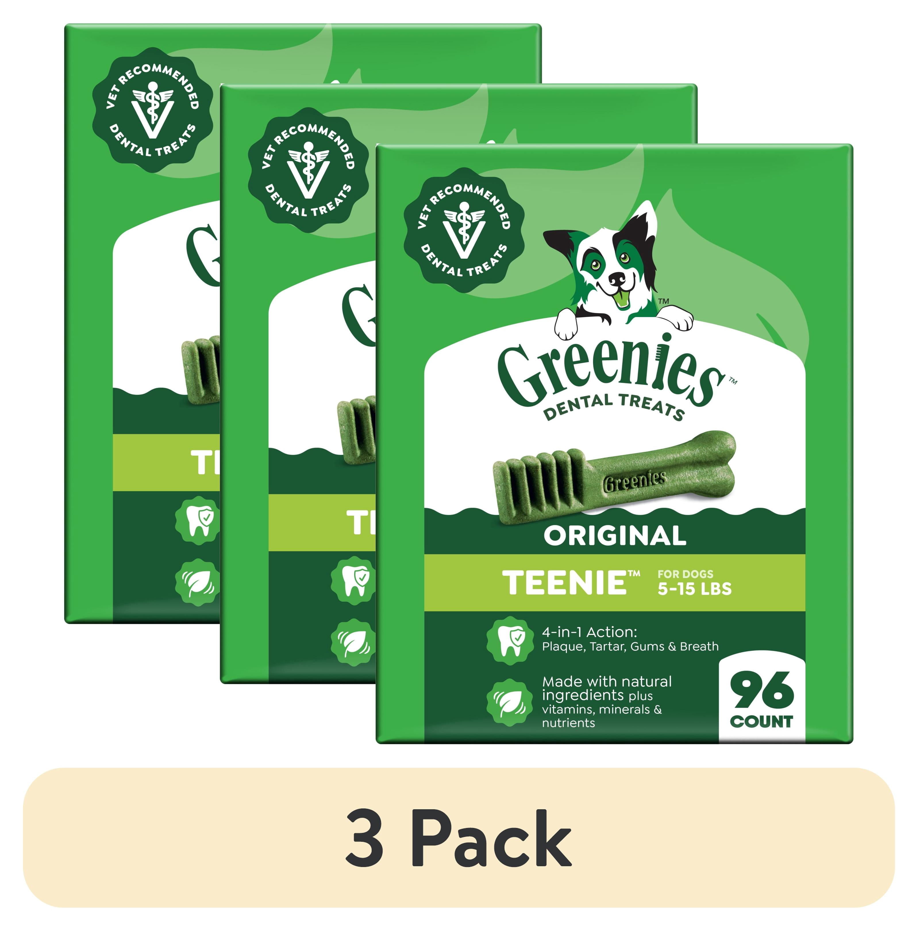 (3 pack) Greenies Veterinarian-Recommended Natural Dental Dog Treats Teenie Size, Original, 27 oz. Pack
