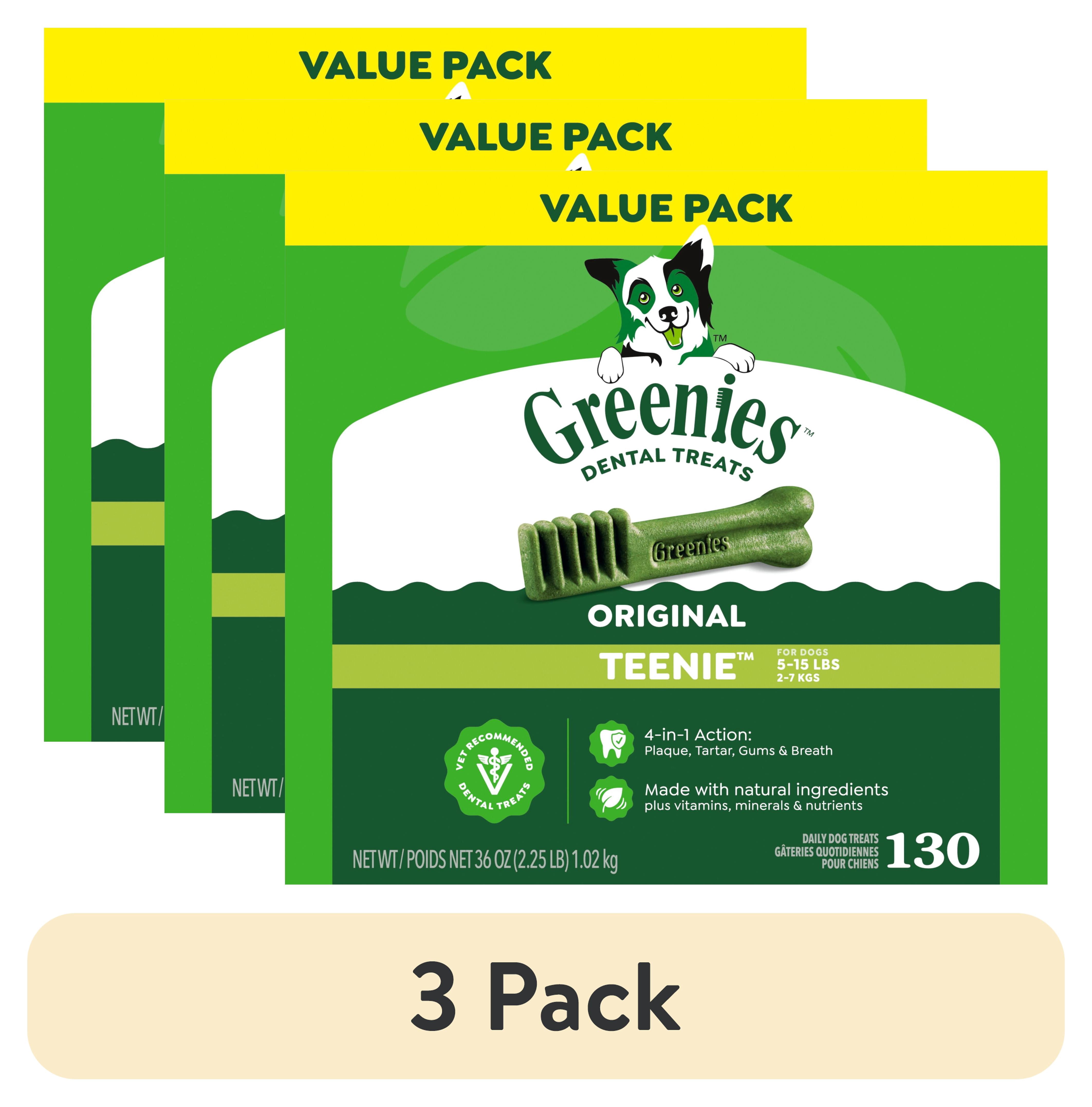 (3 pack) GREENIES Original Flavor Teenie Natural Dental Treats for Adult Dogs, 36 oz. Pack