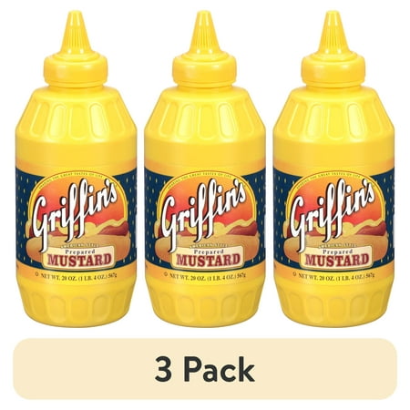 (3 pack) Griffin 20oz Squeeze Bottle Yellow Mustard