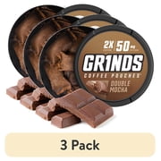 (3 pack) Grinds Coffee Pouches, 50mg Caffeine, Double Mocha, 18 Pouches (1 Can)