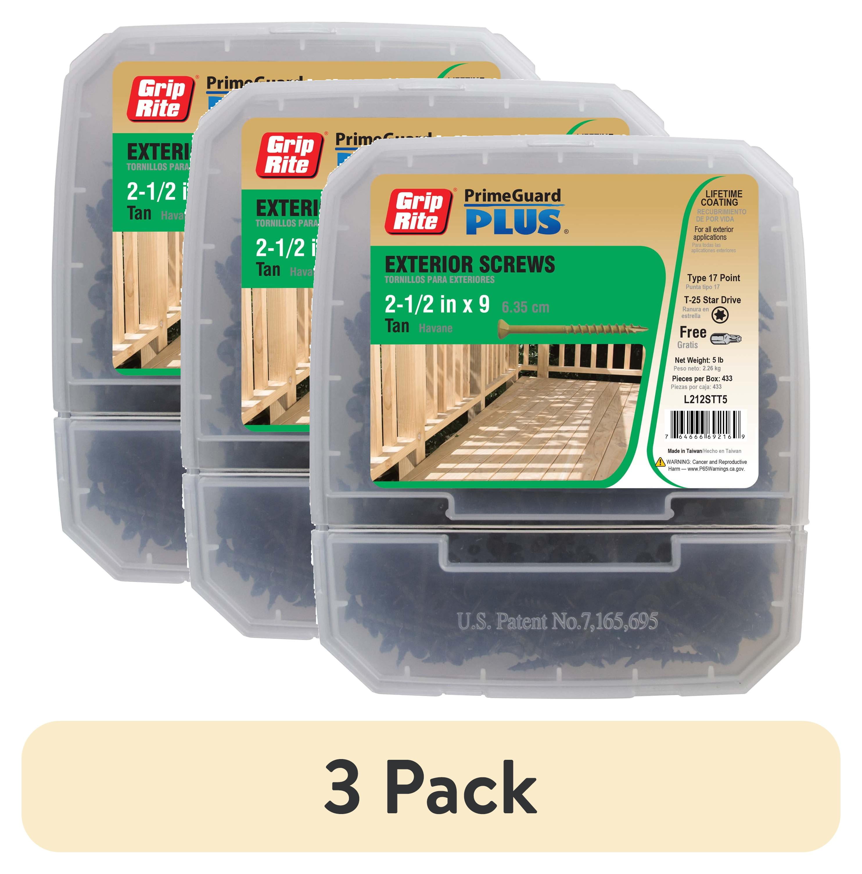 (3 pack) Grip-Rite Prime Guard Plus #9 x 2-1/2 in. Tan Wood to Wood ...