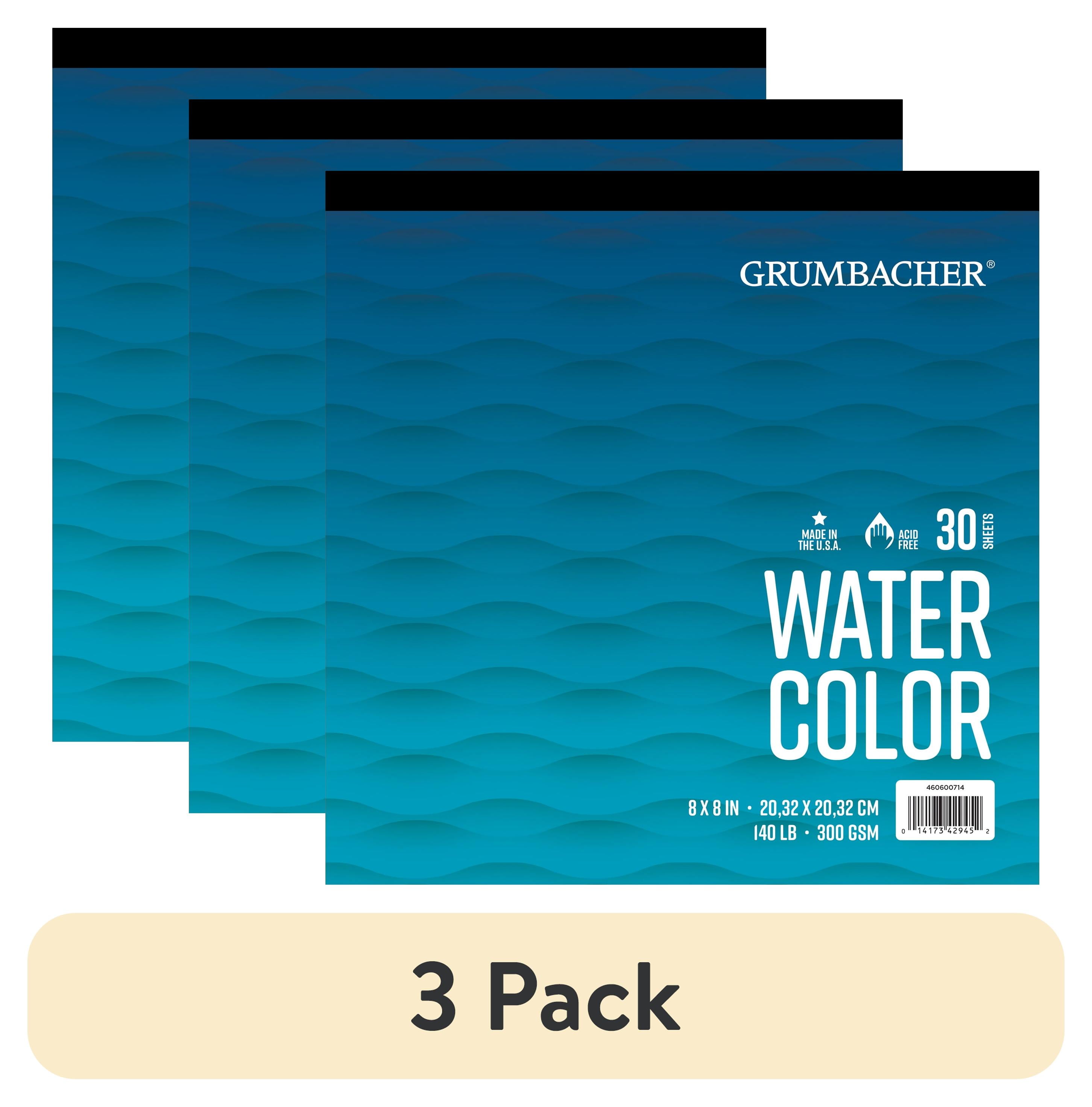 (3 pack) Grumbacher Cold Press Watercolor Pad Tape Bound - 8" x 8" 140 lb/300 GSM 30 Sheets