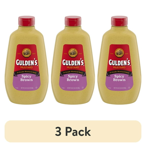 (3 pack) Gulden's Spicy Brown Mustard, 24 oz.