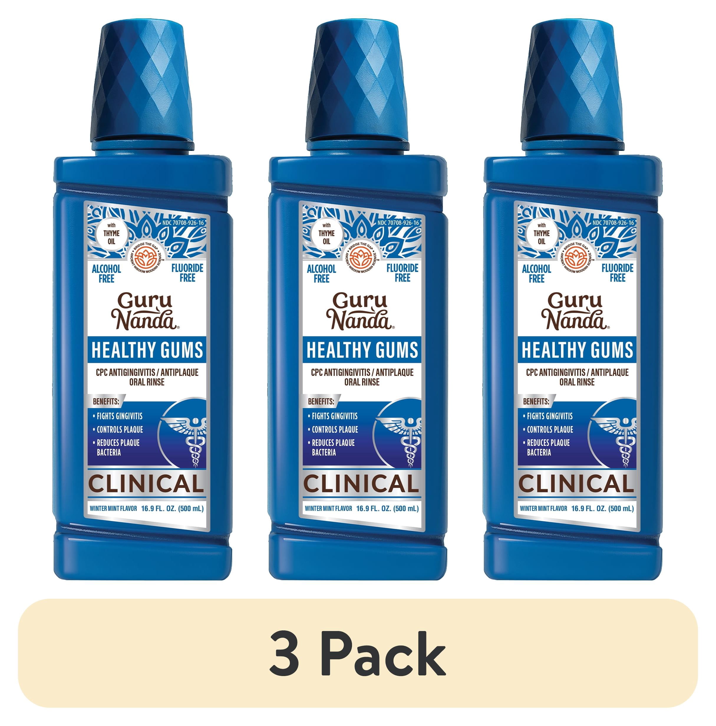 (3 pack) GuruNanda Healthy Gums Antiplaque Mouthwash, Alcohol & Fluoride-Free, 16.9 fl oz