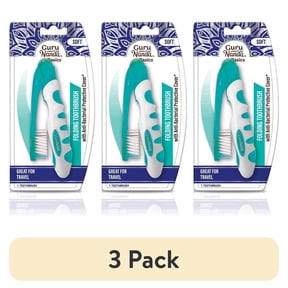 (3 pack) GuruNanda Folding Toothbrush with Cover, Travel Toothbrush, Compact Portable, Soft Bristles, for Adults & Kids