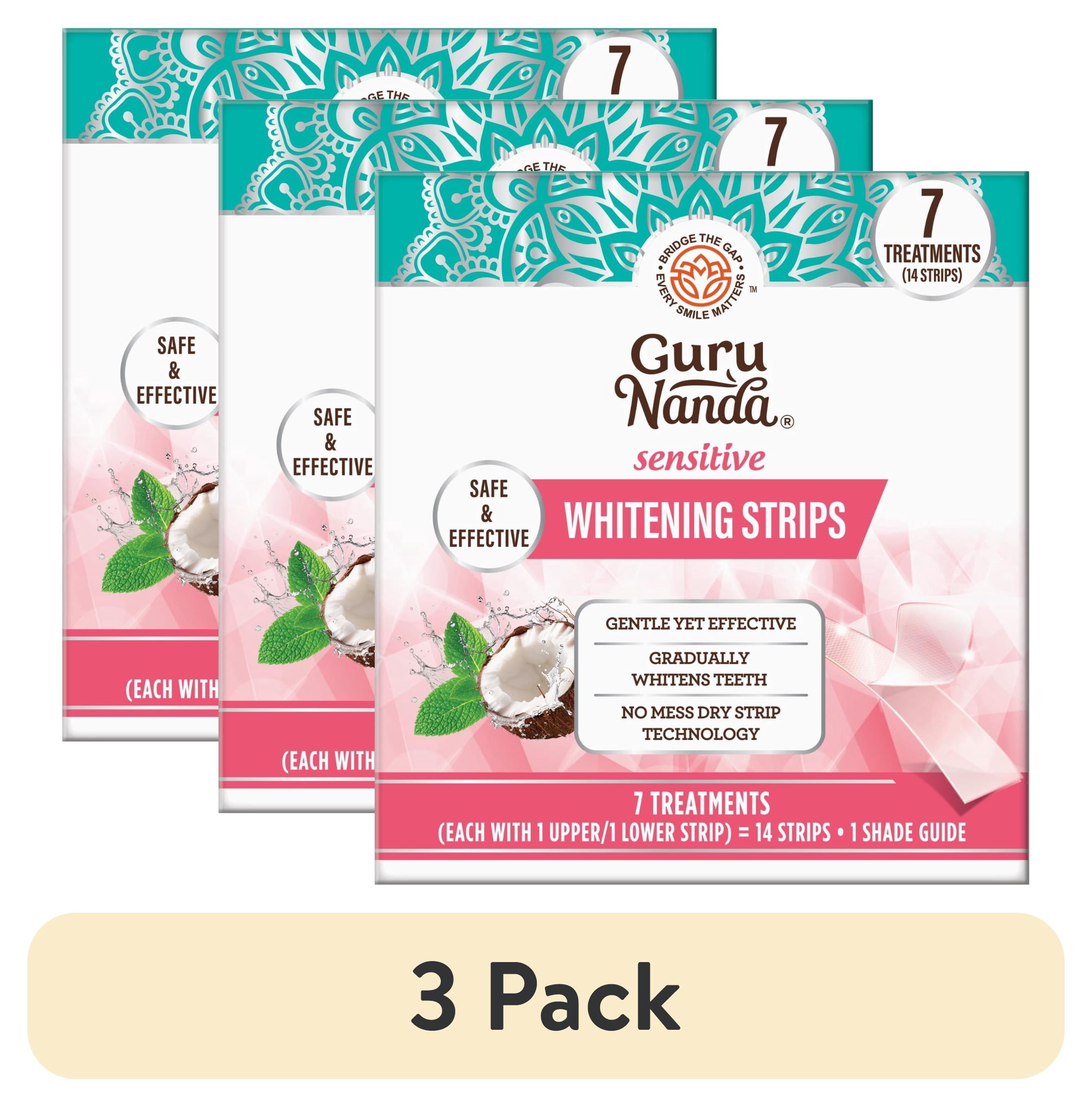 (3 pack) GuruNanda Sensitive Teeth Whitening Strips, Gentle on Teeth, Clinically Tested, 7-Day Treatment