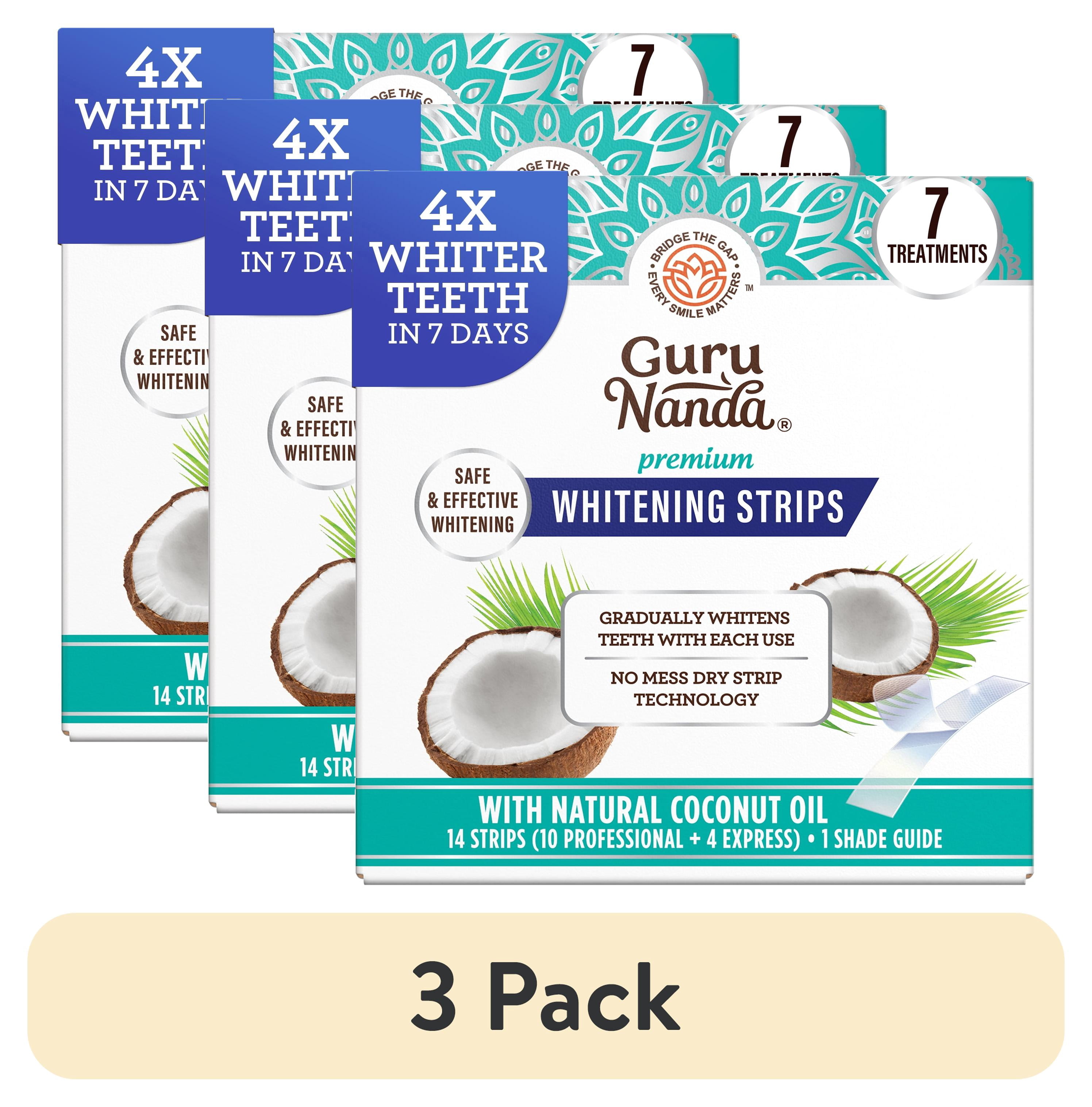 3 pack) GuruNanda Teeth Whitening Strips - Non-Slip Dry Strip